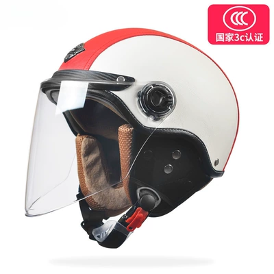 2025 new electric motorcycle helmet | Motosiklet dəbilqələri - one-size-fits-all-leather-red-removable-ear-protection-class-a-hd-long-mirror