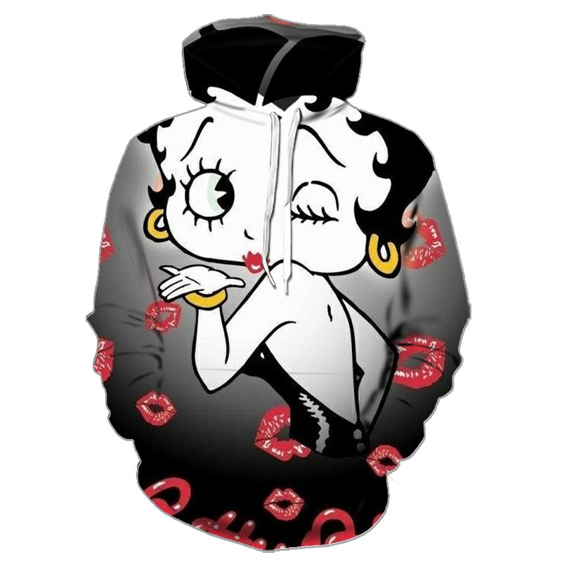 3D Hooded Full Color Sweater Men's 3D Sweater Hoodie Cross Border Betty BOOP Betty Doll Peripheral Full Color