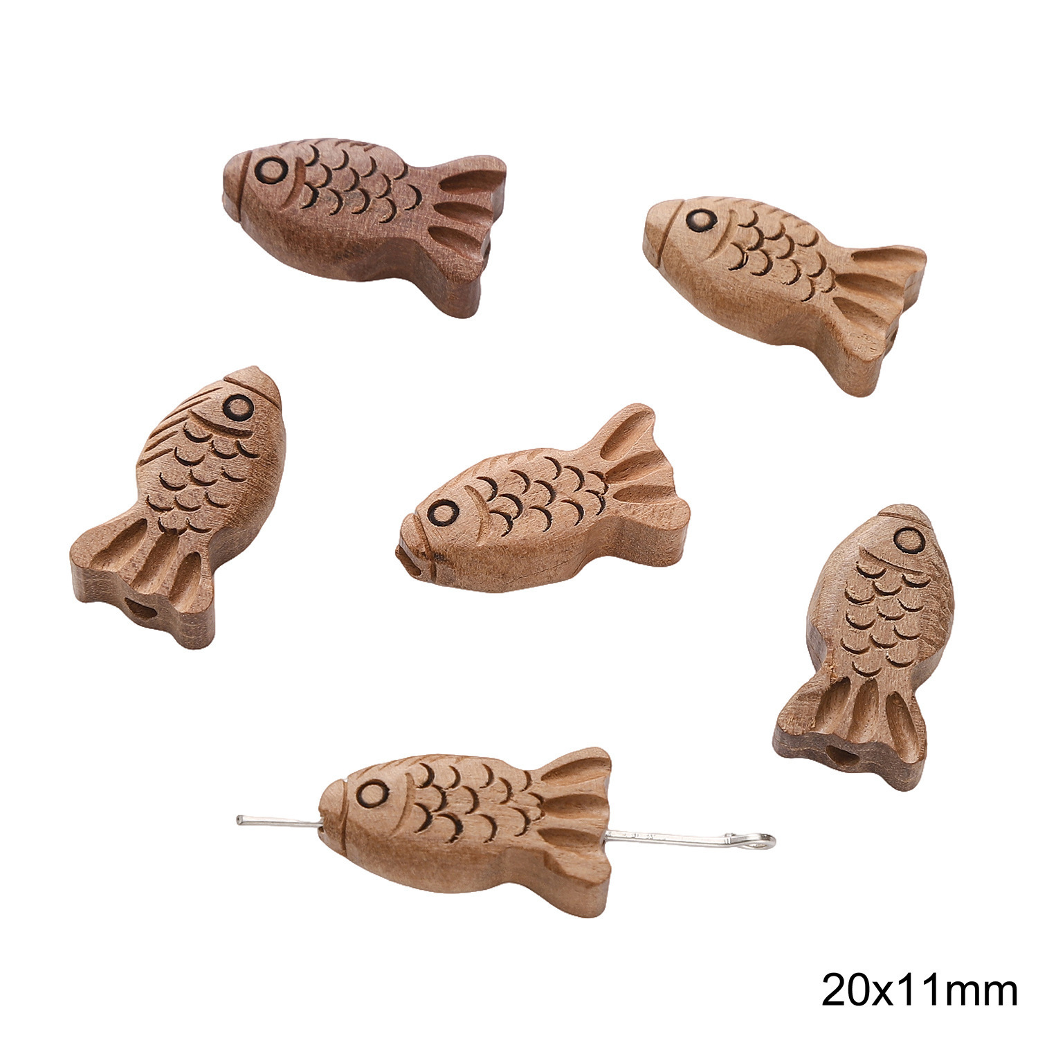 Guofengwen juega Ping An Fu cuentas de madera hechas a mano DIY colgantes de cuentas de cadena de material de teléfono móvil accesorios de cuentas a granel