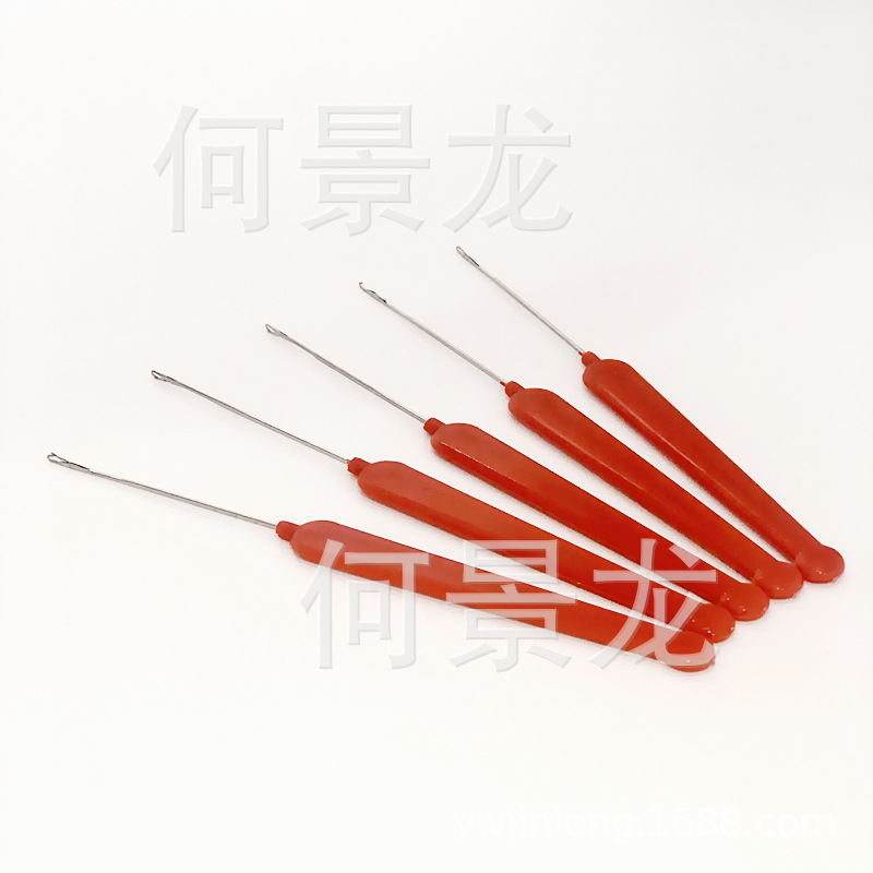 塑料钩针005 红色塑料柄舌头钩针 编织工具配件 单头穿珠特细钩针