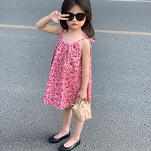 女童吊带裙夏季新款洋气宝宝裙子夏款薄款碎花裙儿童海边连衣裙潮