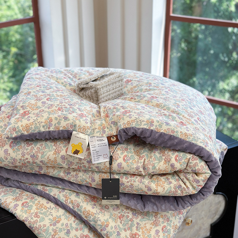 Korean Order Doudou Quilt, Machine Washable, Small Floral Pattern, Pure Cotton, Spring and Autumn Quilt, Thickened for Warmth, Winter Quilt, Suitable for Heated Rooms