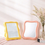 跨境奶油色异形化妆镜子台式卡通单面梳妆镜宿舍桌面美容镜公主镜
