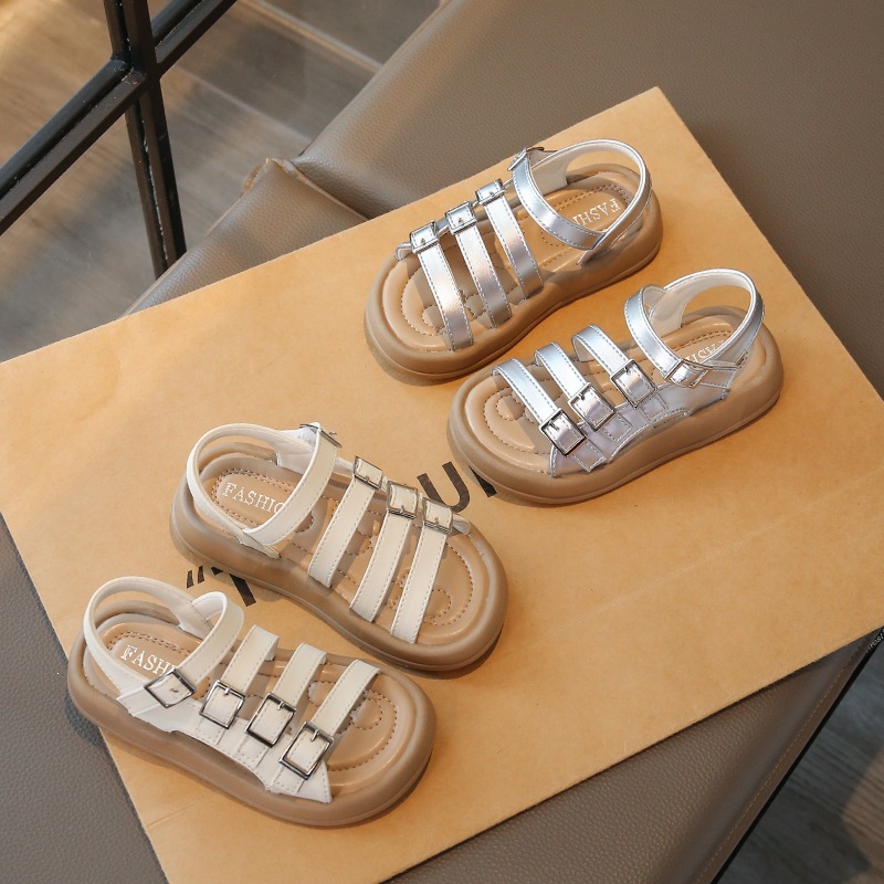 Gladiatorensandalen für Mädchen, Sommer 2024, weiche Sohle, Strandsandalen mit Knöchelriemen für größere Kinder und Teenager_voghion.com