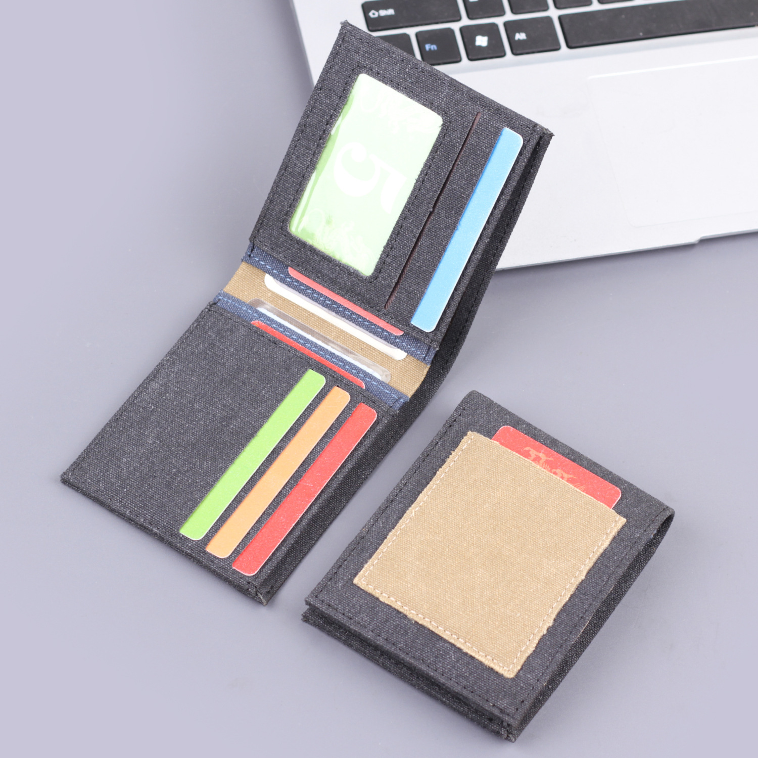 Bolso de lona para hombres bolso de dólares corto bolso de jeans para hombres bolso de tarjetas para hombres en una cartera para hombres