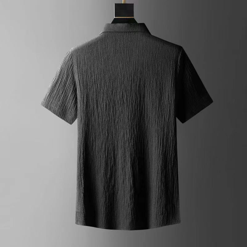 Men's Ethnic Style Ice Silk Thin Short Sleeve T-Shirt Casual Plus Size Loose Top Mid Sleeve Set Summer Sports Two Piece_viptrois.com