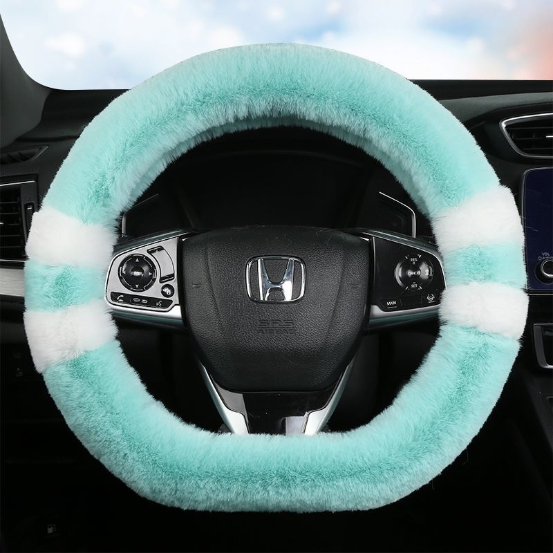 Amazon Winter Stuffed Car Steering Wheel Cover Unisex Anti-Slip Winter Warm Fur Integrated Handle Cover
