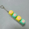 Four-button transparent shell-silicone cat claw (yellow-green-yellow-green)