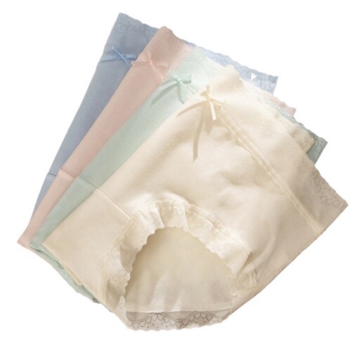 New style underwear for women, pure cotton, mid-high waist, antibacterial crotch, Japanese ladies style, sweet lace edge, large size briefs