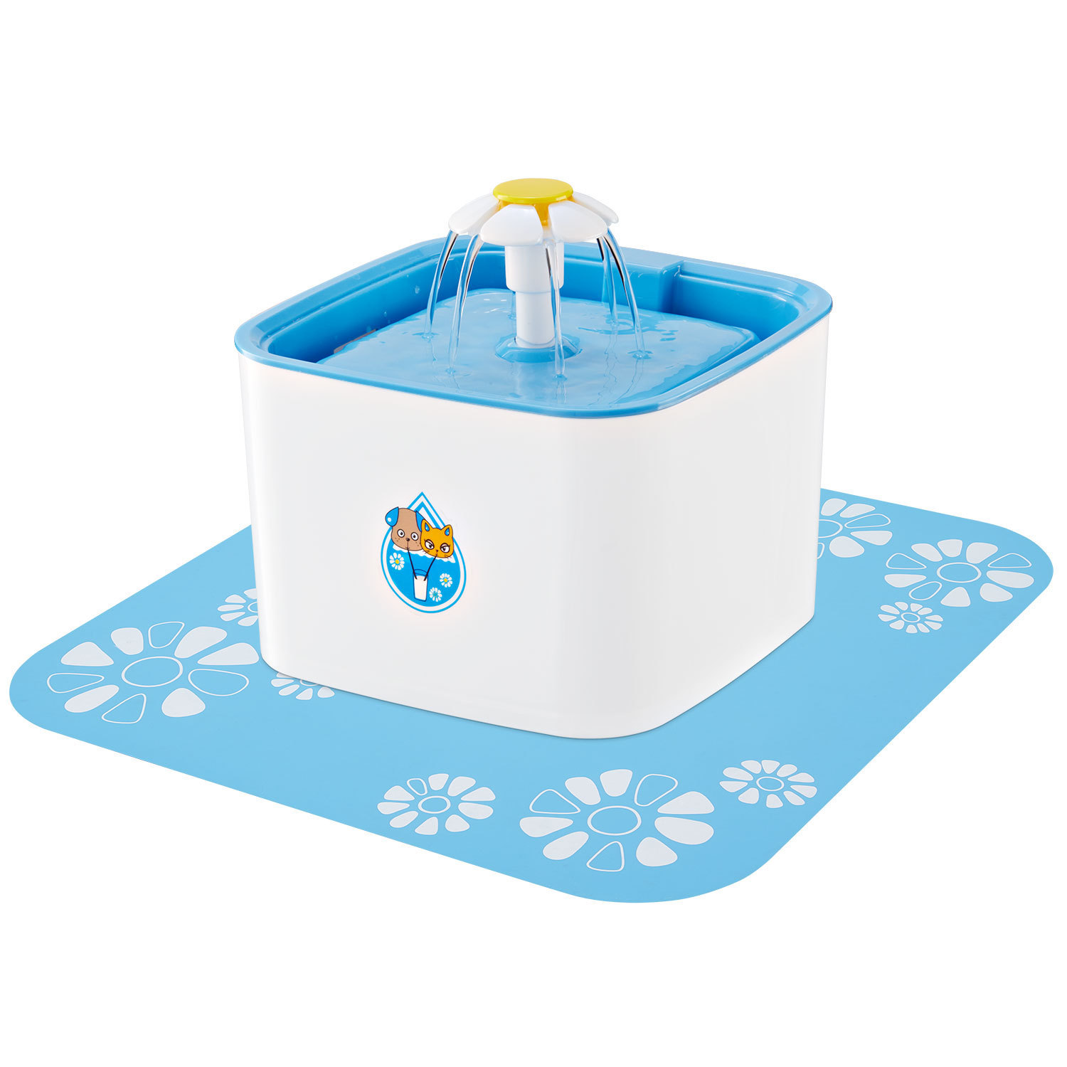 小花方形-寵物飲水機貓咪狗狗水盆活水循環電動餵水器噴泉飲水器