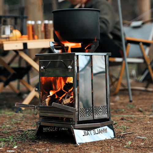 Portable stainless steel folding barbecue charcoal barbecue stove outdoor camping wood stove heating stove large