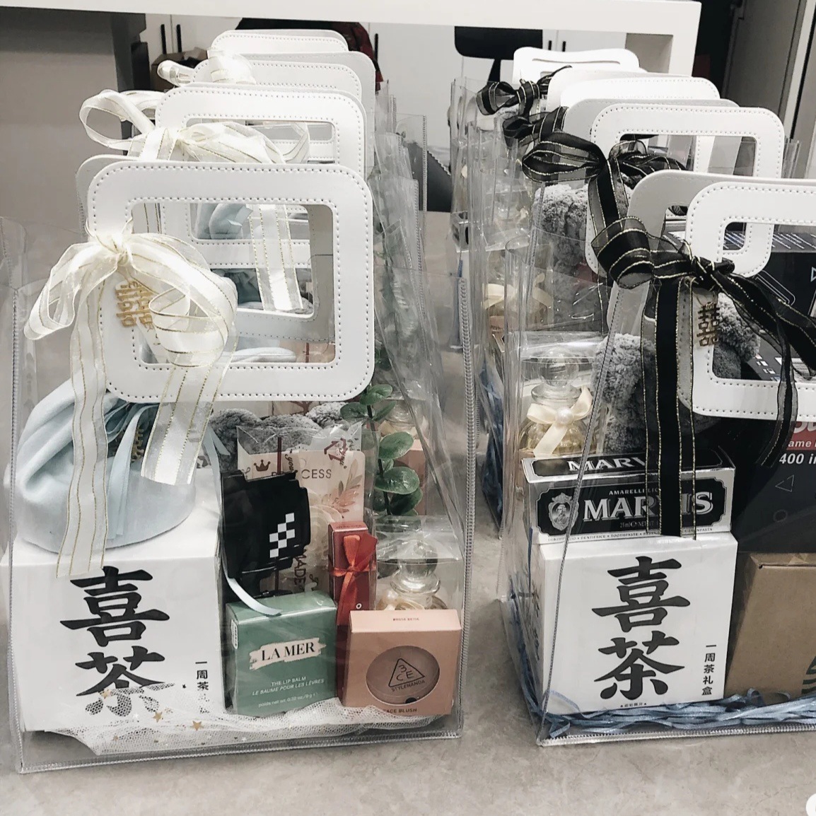 礼品袋pvc透明手提袋镭射中秋高级感手拎伴手礼圣诞节礼物袋