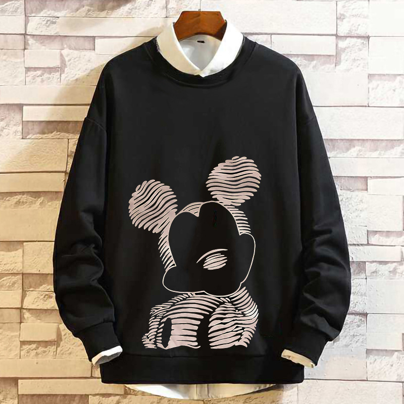 A variety of spring and autumn Andy extra-large men's fashion T-shirt cartoon 400kg can wear large long sleeve sweater 11X