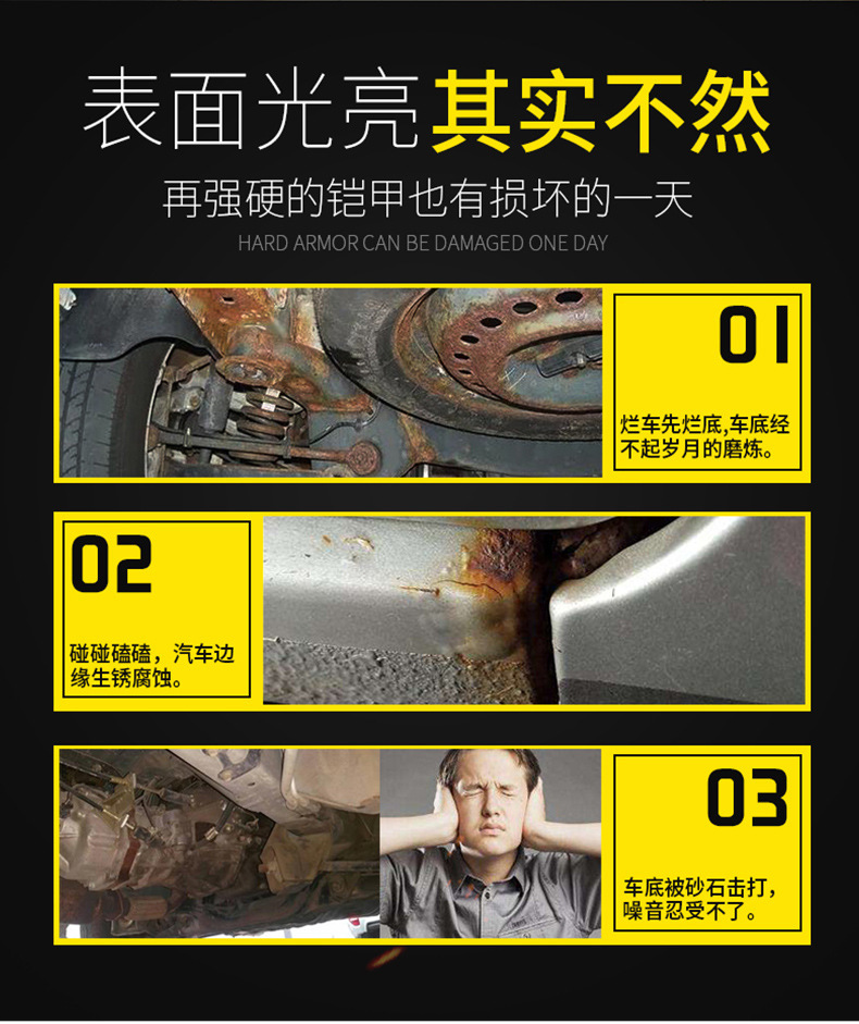 Promoted as Undercarriage Armor, Rubber and Plastic Type 2kg Black Anti-Rust Paint, Anti-Corrosion Rubber and Plastic Type Undercarriage Particle Adhesive Spray Armor