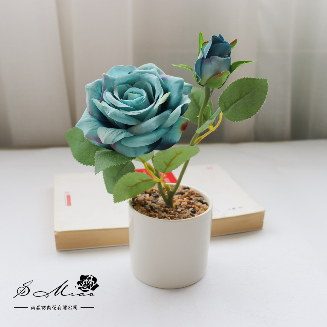 Flores falsas de alta calidad europea rosa bonsai flor de simulación decoración creativa de moda plantación verde artificial simulación maceta