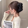 Advanced hairgrip, black double-sided hair accessory, crab pin with bow, big shark, high-quality style