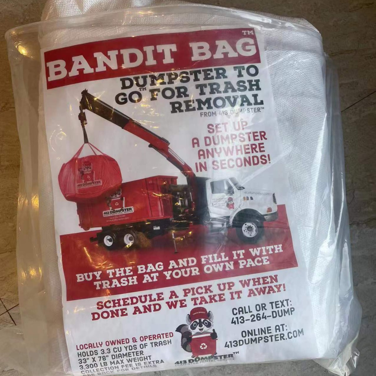 出口美国印刷垃圾袋 独立包装3立方码建筑垃圾吨袋 花园垃圾吨袋