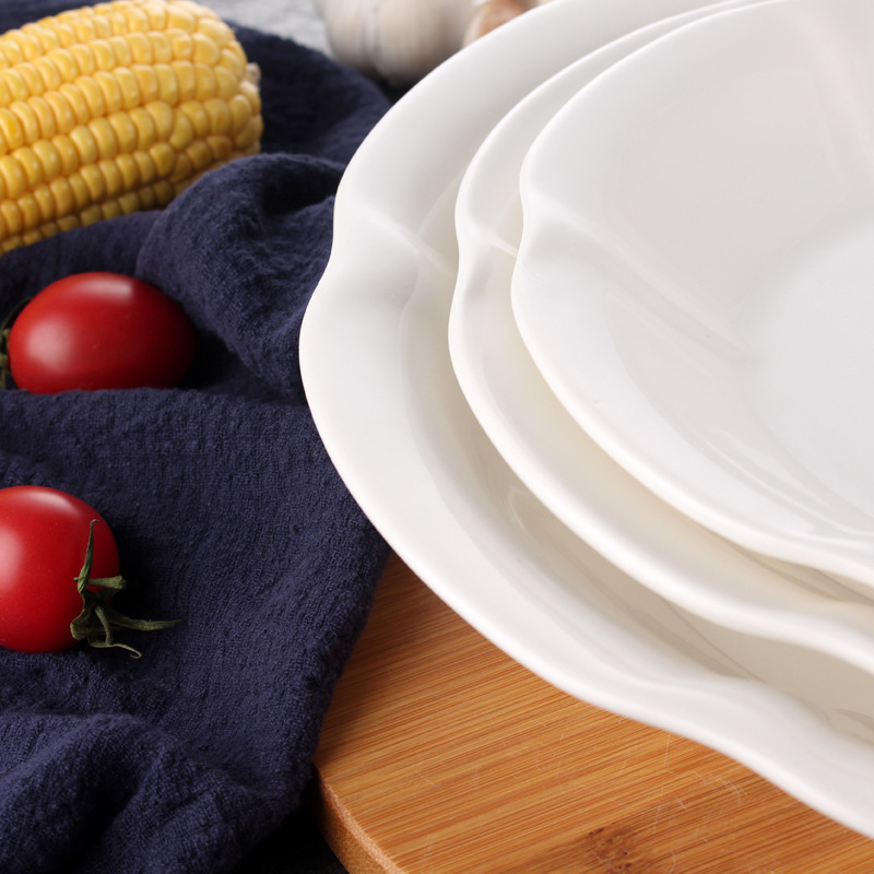 Vajilla de cerámica para hotel, cuencos de magnolia de 8-12 pulgadas, platos creativos