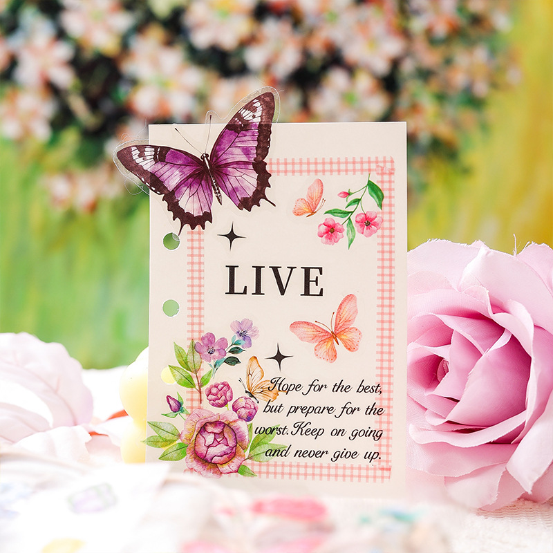 Streamer Flower Language Series Pegatina de cuenta manual de pet impermeable transparente Diary Material de decoración Pegatina de papelería