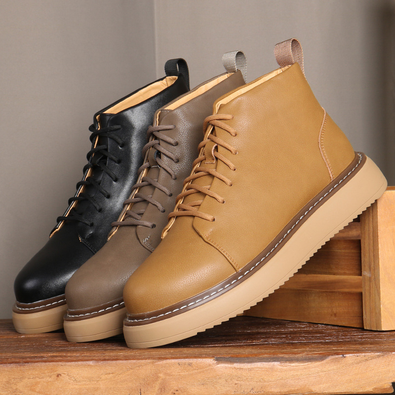 New boots Men's vintage cowhide classic big yellow boots_voghion.com