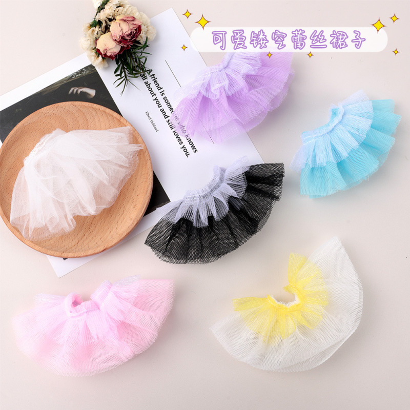 Spring New Style 10cm Doll Clothes Candy-Colored Lace Mesh Short Skirt Plush Doll Outfit DIY Dress-Up Skirt