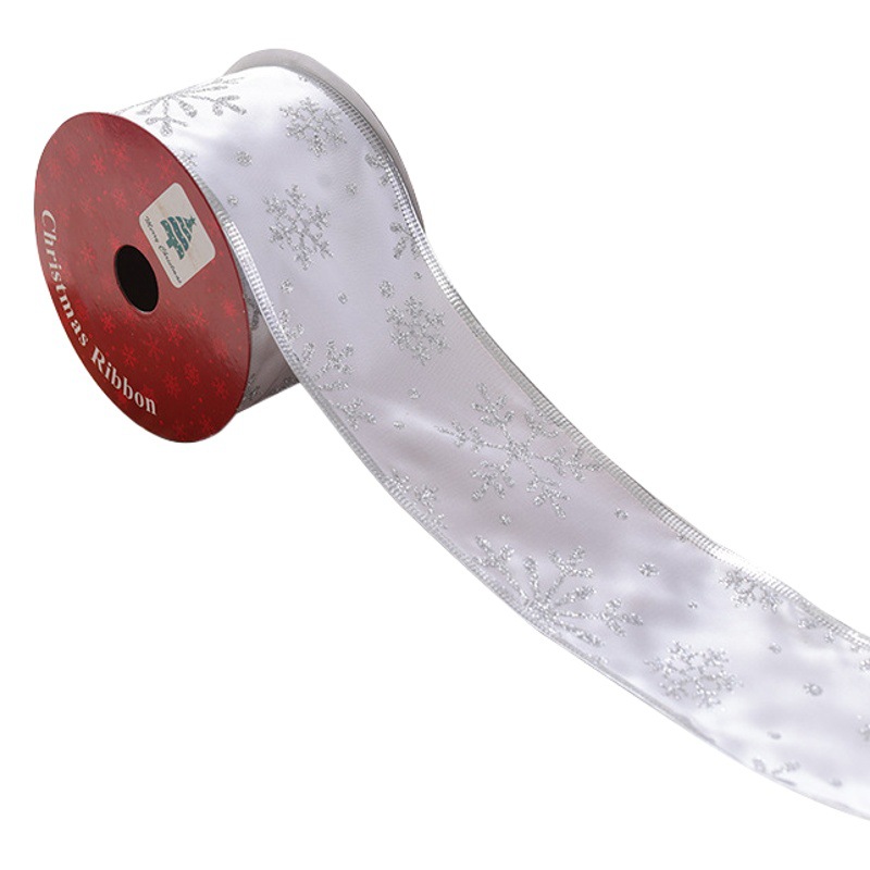 Nueva cinta de Navidad, malla transparente, copo de nieve, decoración de árbol de Navidad, cinta, decoración de Navidad