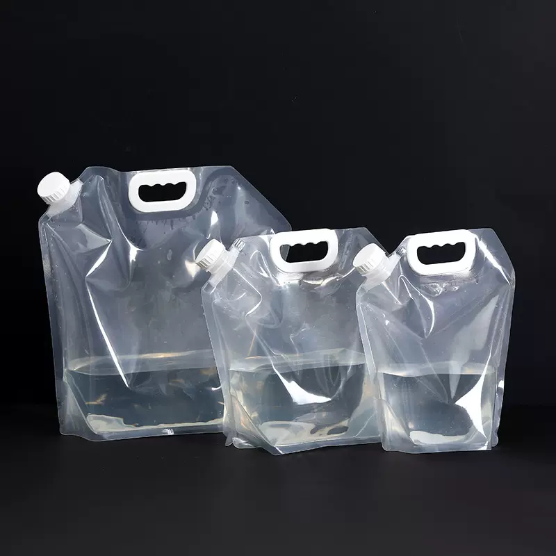 现货手提吸嘴自立袋户外骑行露营便携折叠水袋分装啤酒透明塑料袋