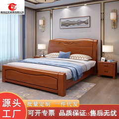 Modern minimalist Chinese solid wood 1.5m single child bed, master bedroom bed with storage, 1.8m double bed for rental room