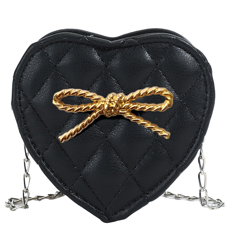 2025 nuevo bolso para niños love bowknot mini bolso de hombro para bebé hilo de bordar rombo bolso de mensajero de cadena para niñas