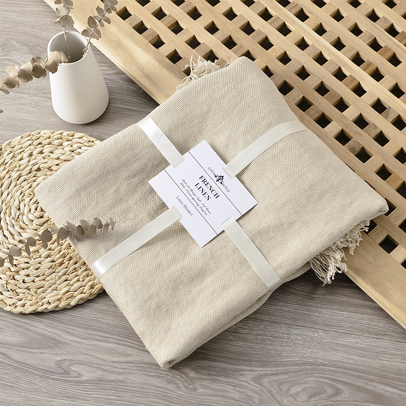 Linen Throw Blanket,Casual Sofa Blanket,Air Conditioning Blanket,Simple Nap Blanket