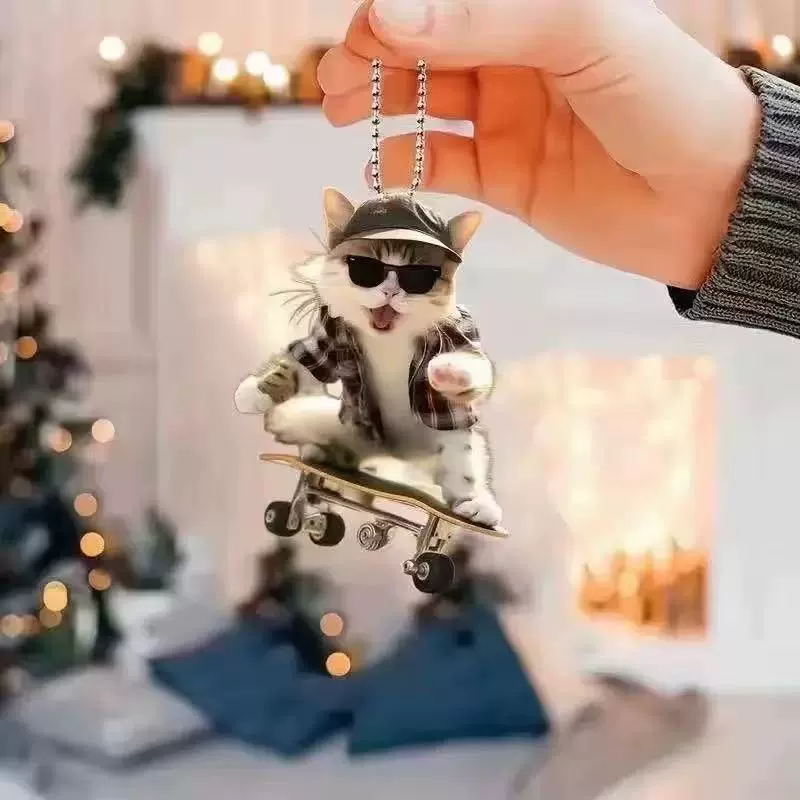 Creative acrylic pendant, cute keychain, kitten