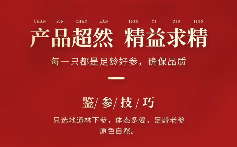 Changbai Mountain Forest-Grown Ginseng Sun-Dried Whole Roots 6 Roots Gift Box for Soup and Wine quality and texture
