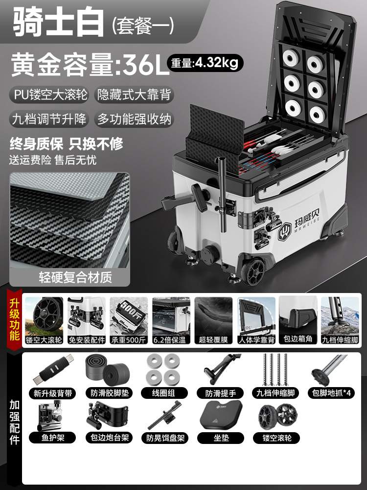 Caja de pesca completa nueva caja de pesca multifuncional ultra ligera de 36 litros, caja de pesca especial de pesca de Taiwán, caja de pesca salvaje, equipo de pesca.