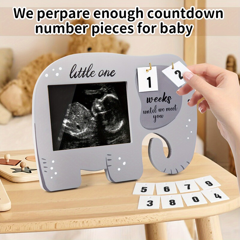 Wooden Baby B- ultrasound countdown creative elephant photo frame commemorative table wooden