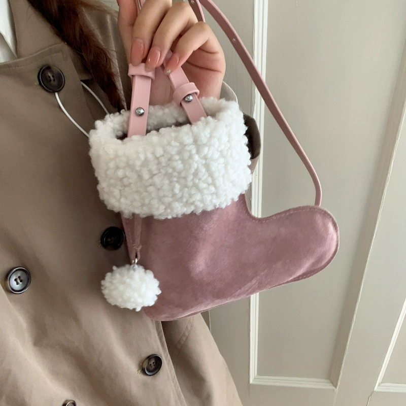 Demi-season fashionable matte boots, one-shoulder bag
