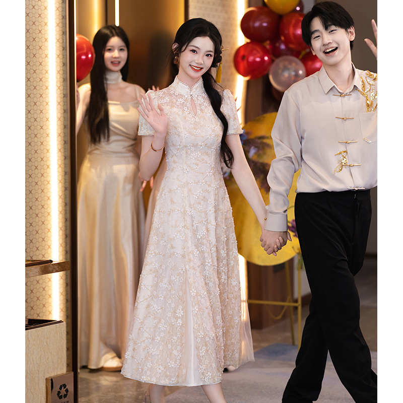 香槟色旗袍敬酒服新娘新中式订婚礼服裙高级感结婚衣服小个子绝美|undefined