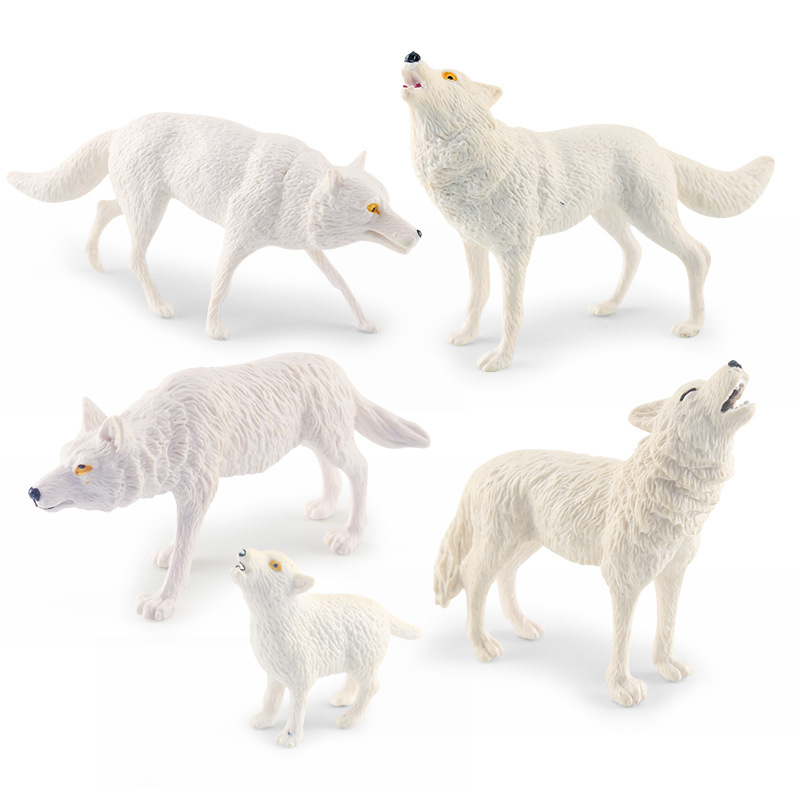 Transfronterizo simulación estática bosque animal blanco Lobo modelo Lobo bebé Lobo Ártico Lobo rugido Lobo estática decoración de escritorio juguete