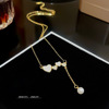 Design brand necklace from pearl, fashionable chain for key bag  stainless steel, accessory, Japanese and Korean, trend of season, internet celebrity