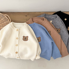 Korean style newborn baby clothes spring baby long-sleeved sweater jacket male and female baby five-color bear knitted cardigan