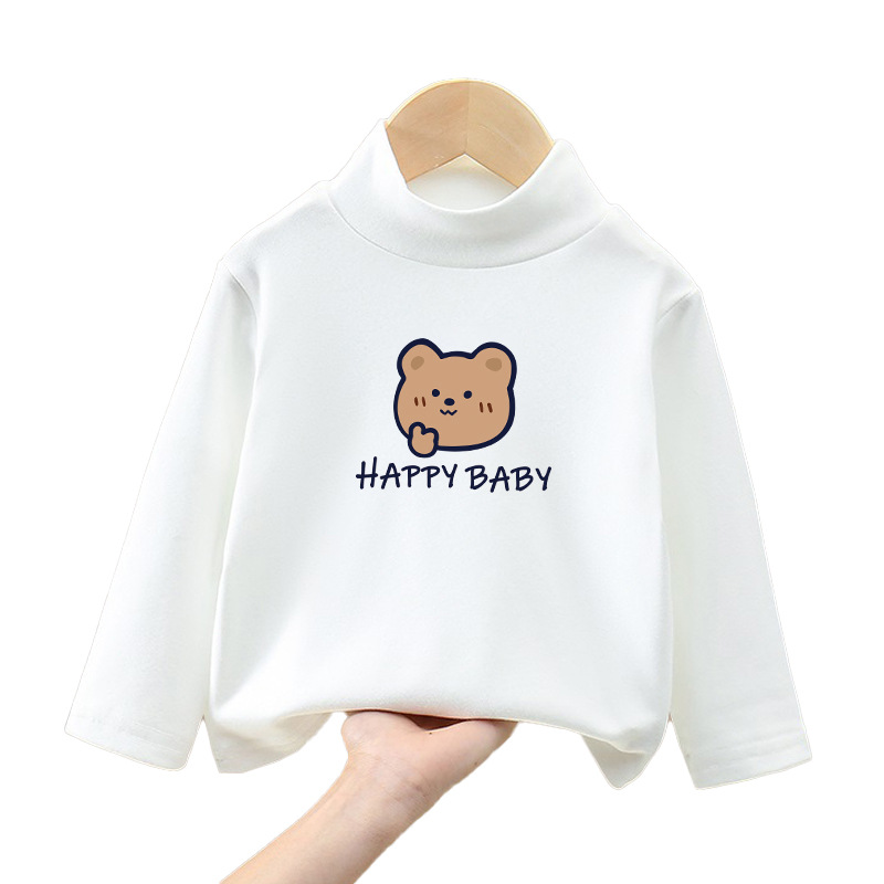Ropa interior térmica de terciopelo de invierno para niños camiseta de otoño para niñas de una sola pieza superior para niños de cuello alto