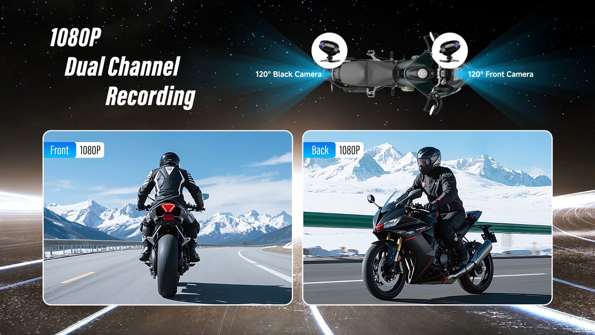 Cross-Border New Product 6inch Motorcycle Dashcam with Dual Front and Rear Cameras, Wireless Motorcycle Carplay Screen