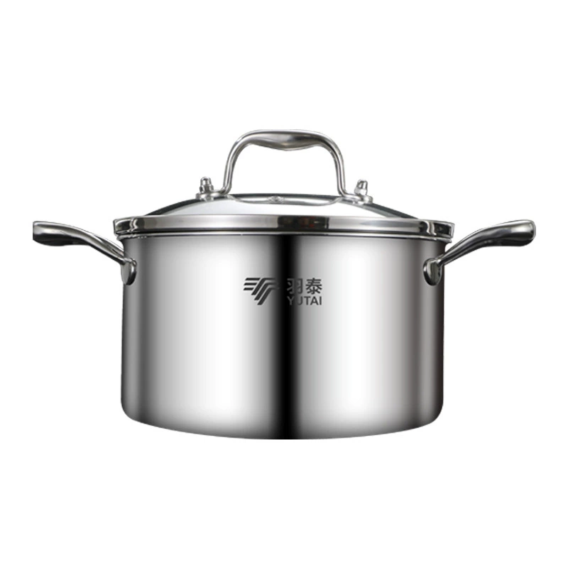 Three‑layer 304 stainless soup pot (YUTAI), double‑handle, induction compatible, 20 or 24 cm