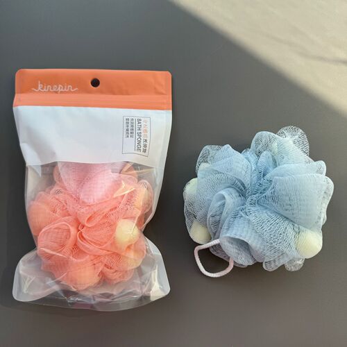Today's Yipin heart-shaped bath flower bath ball bubble bath ball bath rub bath PE sponge individually packaged 26 grams