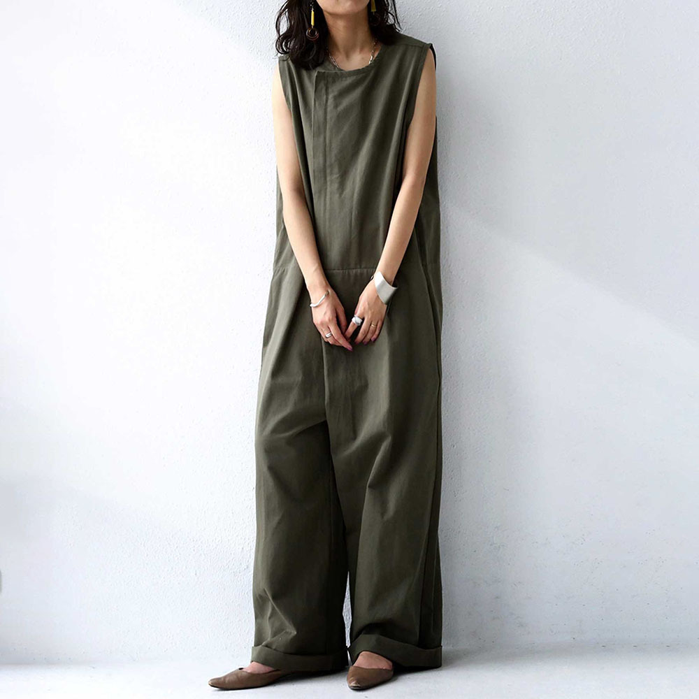 In-Stock Cross-Border Japanese Style 2026 Summer New Elegant Solid Color Sleeveless Jumpsuit for Women