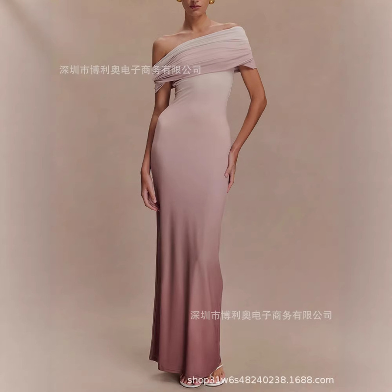 European and American New Arrivals: Elegant Slim-Fit White Evening Dress, Stylish One-Shoulder Dress, Gentle and Slimming Evening Gown