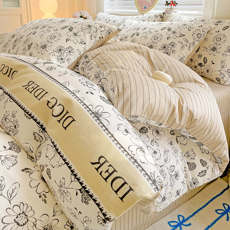 Cama de algodón de cuatro piezas set2025 nuevo algodón colchón sábanas de dormitorio caseras set de tres piezas