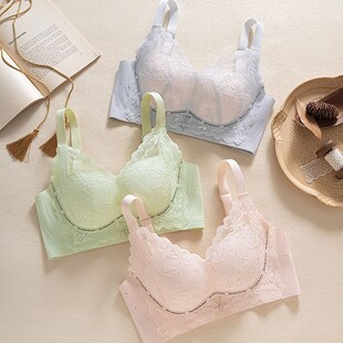 855-1 New Exquisite Lace Underwear Women's No Steel Rings Q-Elastic Soft Breathable Hole Cup W-Type Bra