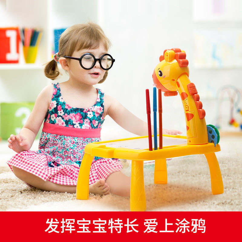 Mesa de pintura de proyección de ciervo infantil multifuncional transfronteriza Educación temprana aprendizaje rompecabezas tablero de escritura juguetes de graffiti al por mayor