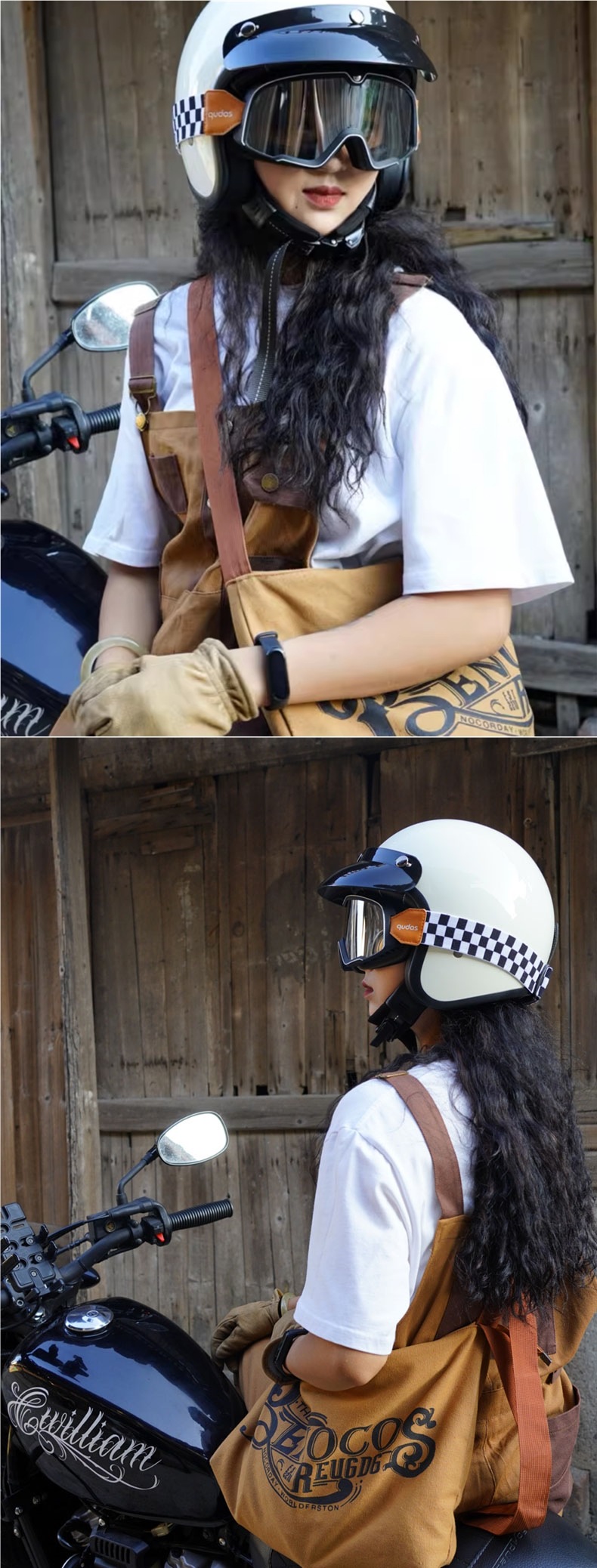 German Qudas Retro Motorcycle Helmet Men's 3C Certified Safety Helmet Four-Season Electric Vehicle Half Helmet Women