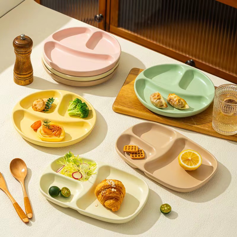 Placa de partición de cerámica japonesa, placa de desayuno para niños, placa de partición creativa, placa de reducción de grasa doméstica de alto valor nominal